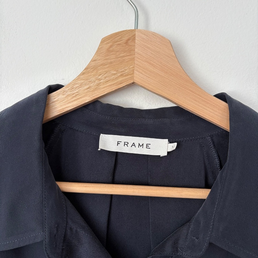 SOLD-FRAME slit wirst silk button up shirt - Picture 5 of 8